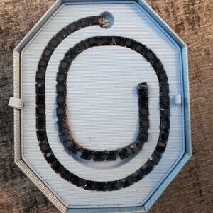 Swarovski Millenia Necklace Square Cut, Gray, Ruthenium plated